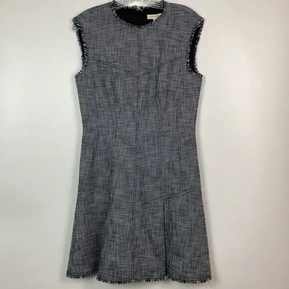 Rebecca Taylor Women's Sleeveless Slub Twill Dress Black and White Size 8 - Picture 11 of 11